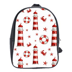 Nautical Seamless Pattern School Bag (xl) by Pakemis