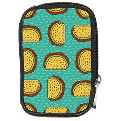 Taco-drawing-background-mexican-fast-food-pattern Compact Camera Leather Case by Pakemis