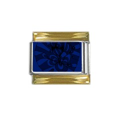 Blue 3 Zendoodle Gold Trim Italian Charm (9mm) by Mazipoodles