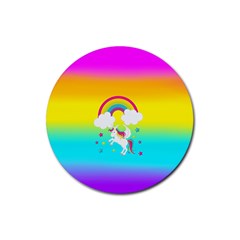 Unicorn Einhorn Licorne Rubber Coaster (round) by gasi