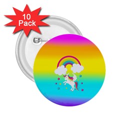 Unicorn Einhorn Licorne 2 25  Buttons (10 Pack)  by gasi