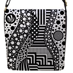 Black And White Design Flap Closure Messenger Bag (s) by gasi