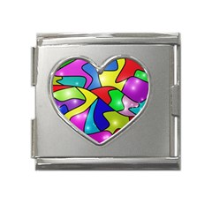 Colorful Abstract Art Mega Link Heart Italian Charm (18mm) by gasi