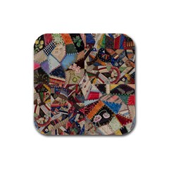 Background Embroidery Pattern Stitches Abstract Rubber Square Coaster (4 Pack) by Uceng