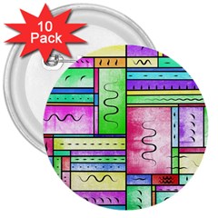 Colorful Pattern 3  Buttons (10 Pack)  by gasi