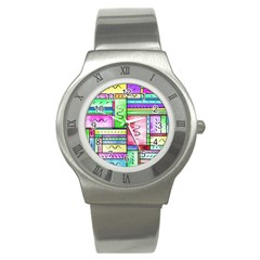 Colorful Pattern Stainless Steel Watch by gasi