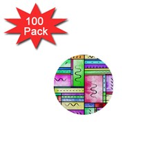 Colorful Pattern 1  Mini Buttons (100 Pack)  by gasi