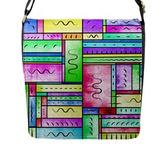 Colorful Pattern Flap Closure Messenger Bag (l) by gasi