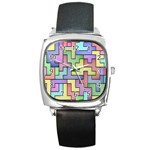 Colorful stylish design Square Metal Watch Front