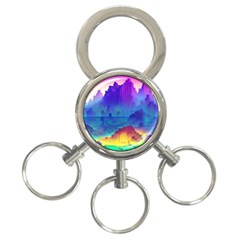 Abstract Geometric Landscape Art 3d 3-ring Key Chain by Pakemis