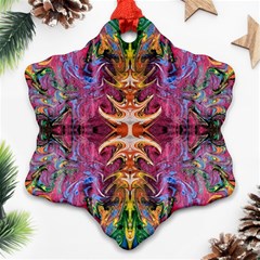 Firey Repeats Iv Snowflake Ornament (two Sides) by kaleidomarblingart