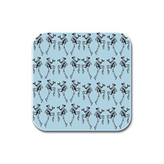 Jogging Lady On Blue Rubber Square Coaster (4 Pack) by TetiBright