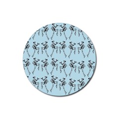 Jogging Lady On Blue Rubber Round Coaster (4 Pack) by TetiBright