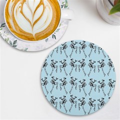 Jogging Lady On Blue Uv Print Round Tile Coaster by TetiBright