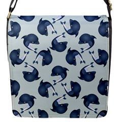 Blue Dolphins Pattern Flap Closure Messenger Bag (s) by TetiBright