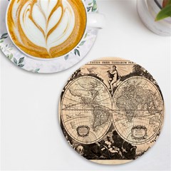 World Map - Nova Delineatio Totius Orbis Terrarum -  1659-1733 Uv Print Round Tile Coaster by ConteMonfrey