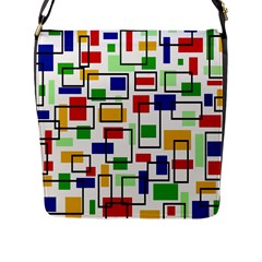 Colorful Rectangles                                                                      Flap Closure Messenger Bag (l) by LalyLauraFLM