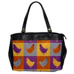 Chickens Pixel Pattern - Version 1a Oversize Office Handbag Front