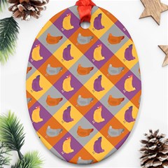 Chickens Pixel Pattern - Version 1b Oval Ornament (two Sides) by wagnerps