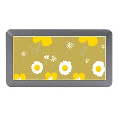 Daisy Flowers Yellow White Olive  Memory Card Reader (mini) by Mazipoodles