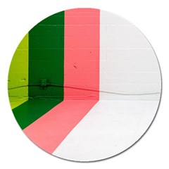 Green Pink Interior Paint Magnet 5  (round) by artworkshop