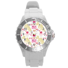 Desserts Pastries Baking Wallpaper Round Plastic Sport Watch (l) by Ravend