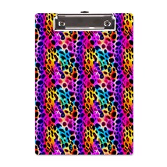 Rainbow Leopard A5 Acrylic Clipboard by DinkovaArt