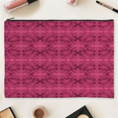 Elegant Pink Floral Geometric Pattern Cosmetic Bag (xxxl) by dflcprintsclothing