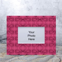 Elegant Pink Floral Geometric Pattern White Tabletop Photo Frame 4 x6  by dflcprintsclothing