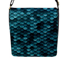 Teal Scales! Flap Closure Messenger Bag (l) by fructosebat