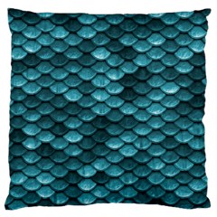 Teal Scales! Standard Premium Plush Fleece Cushion Case (one Side) by fructosebat