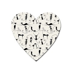 Pattern Cats Black Feline Kitten Heart Magnet by Ravend