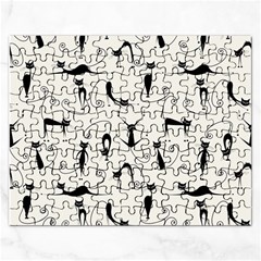 Pattern Cats Black Feline Kitten Rectangular Jigsaw Puzzl by Ravend