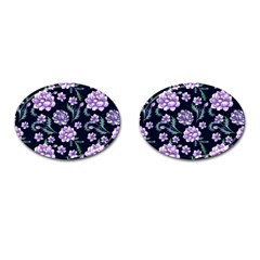 Elegant Purple Pink Peonies In Dark Blue Background Cufflinks (oval) by augustinet