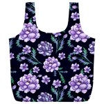 Elegant purple pink peonies in dark blue background Full Print Recycle Bag (XL) Back