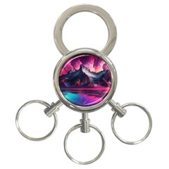 Ai Generated Mountain Ocean Lava Fire Sky Sea 3-ring Key Chain by Pakemis