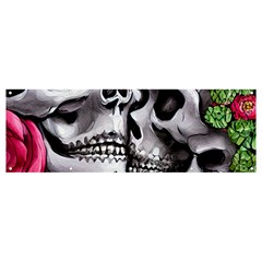 Black Skulls Red Roses Banner And Sign 12  X 4  by GardenOfOphir