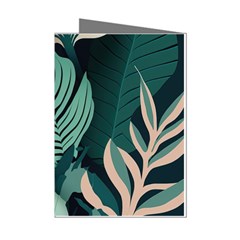 Green Nature Bohemian Painting Leaves Foliage Mini Greeting Cards (pkg Of 8) by Ravend