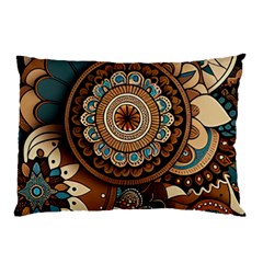 Bohemian Flair In Blue And Earthtones Pillow Case (two Sides) by HWDesign