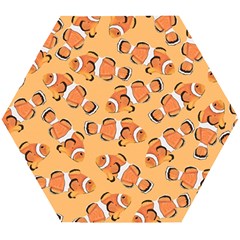 Fish Clownfish Orange Background Wooden Puzzle Hexagon by Ravend