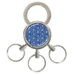 Floral Asia Seamless Pattern Blue 3-ring Key Chain by Pakemis