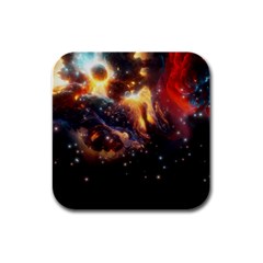 Nebula Galaxy Stars Astronomy Rubber Square Coaster (4 Pack) by Uceng