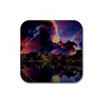 Lake Galaxy Stars Science Fiction Rubber Coaster (Square) Front