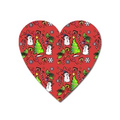 Santa Snowman Gift Holiday Heart Magnet by Uceng