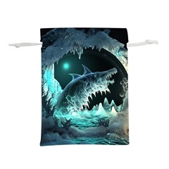 Sculpture Dinosaur Shark Frozen Winter Fantasy Lightweight Drawstring Pouch (m) by Ravend