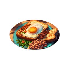 Ai Generated Breakfast Egg Beans Toast Plate Sticker (oval) by danenraven