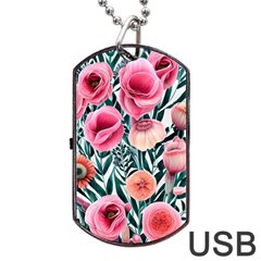 Cheerful Watercolors – Flowers Botanical Dog Tag Usb Flash (one Side) by GardenOfOphir