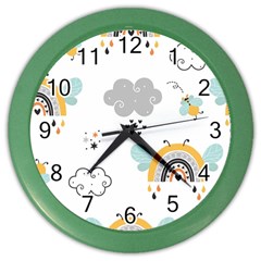 Art Pattern Design Wallpaper Background Print Color Wall Clock by Ravend