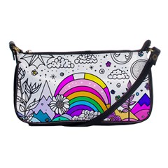 Rainbow Fun Cute Minimal Doodle Drawing Art Shoulder Clutch Bag by Ravend