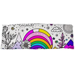 Rainbow Fun Cute Minimal Doodle Drawing Art Body Pillow Case (dakimakura) by Ravend